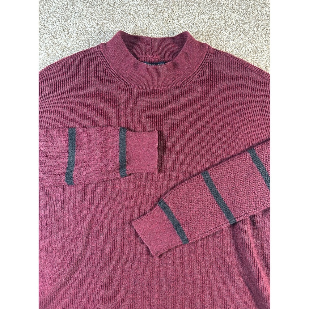 American Eagle Jegging Fit Mock Neck Sweater Burgundy Maroon Striped Sleeve XS